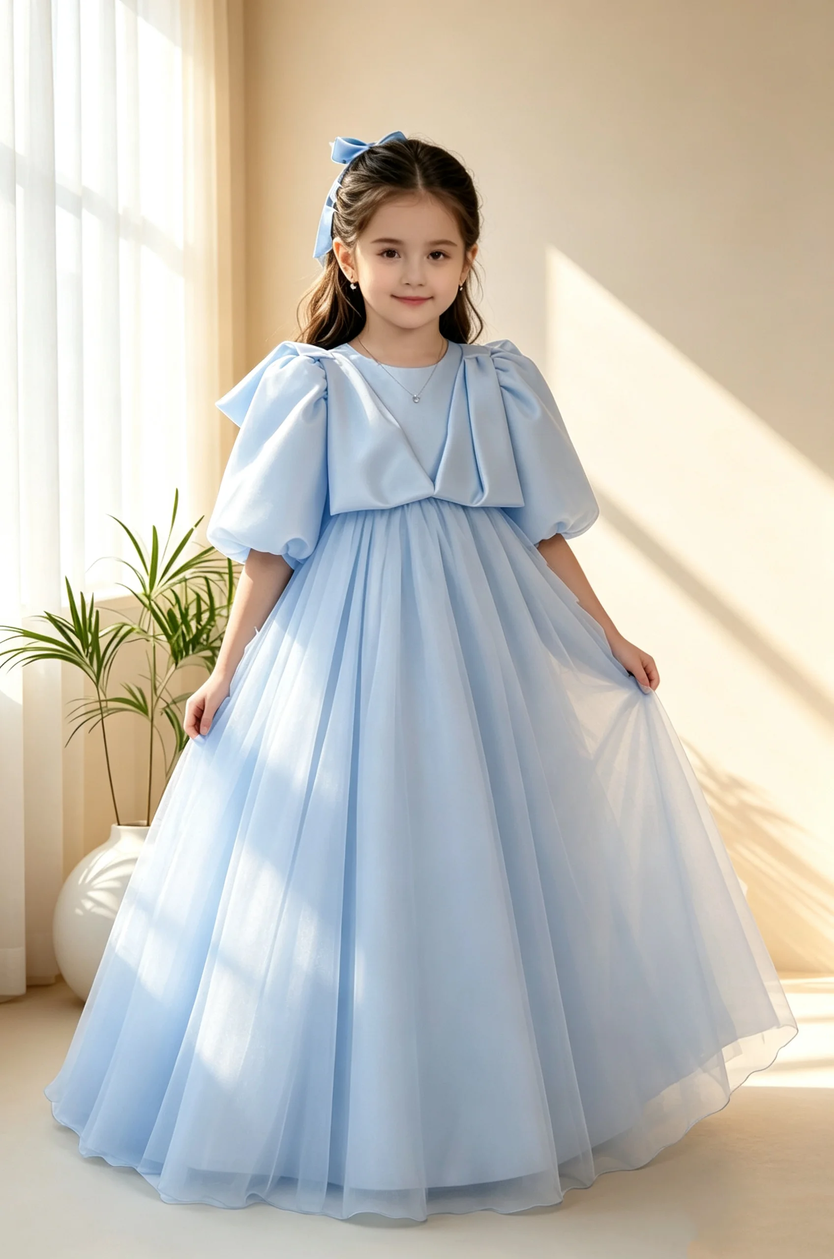 Gorgeous Pink Children's Graduation Dress for Wedding Tulle Puffy Girl Birthday Party Wedding Bridesmaid First Communion Gown