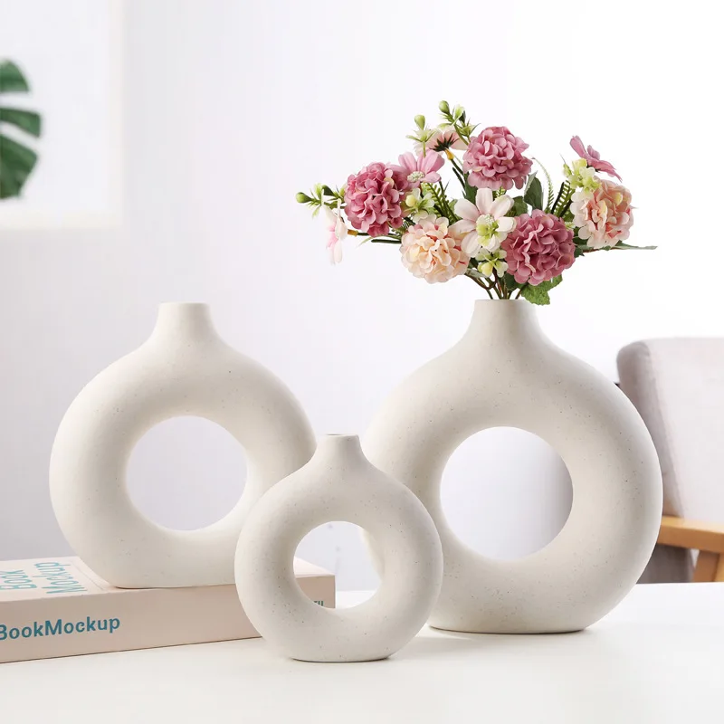 

Creative Ceramic Vases Tabletop Decorations Living Room Floral Decorations Geometric Shapes Home Decor Accessories