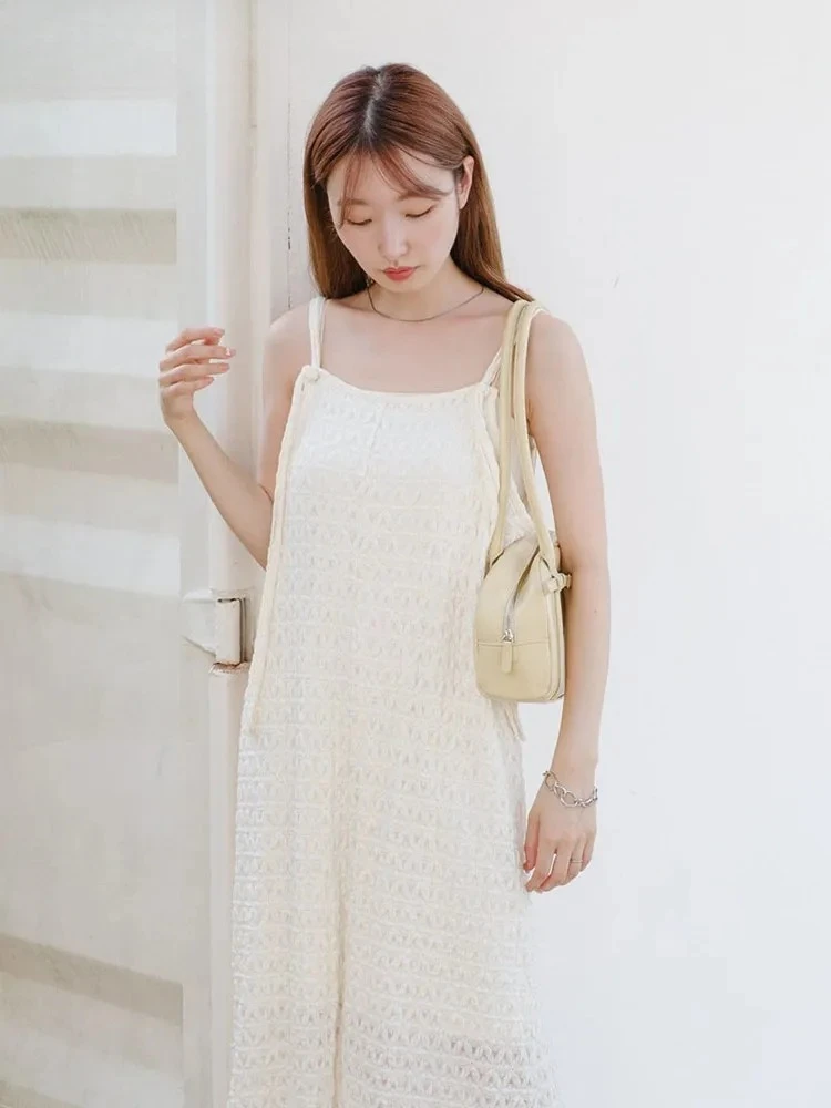 

Casual Dresses for Women Summer New Japanese Style Casual Inner and Outer Wear Lace-up Lace Long Suspender Dress Femme