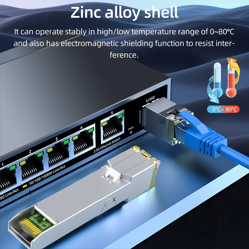 1000BASE-T SFP RJ45 모듈 시스코/주니퍼/델 스위치용 구리 SFP 트랜시버 라우터/서버용 기가비트 멀티 레이트 RJ45 SFP