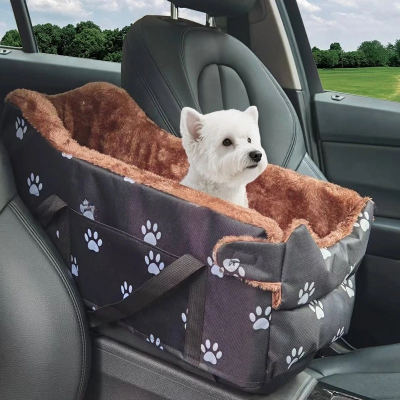 

Автомобильное кресло для собак - портативная корзина-переноска для животных с дизайном в виде отпечатков лап, безопасная дорожная переноска для автомобиля, автокресло для питомцев | Тканевая лежанка для животных