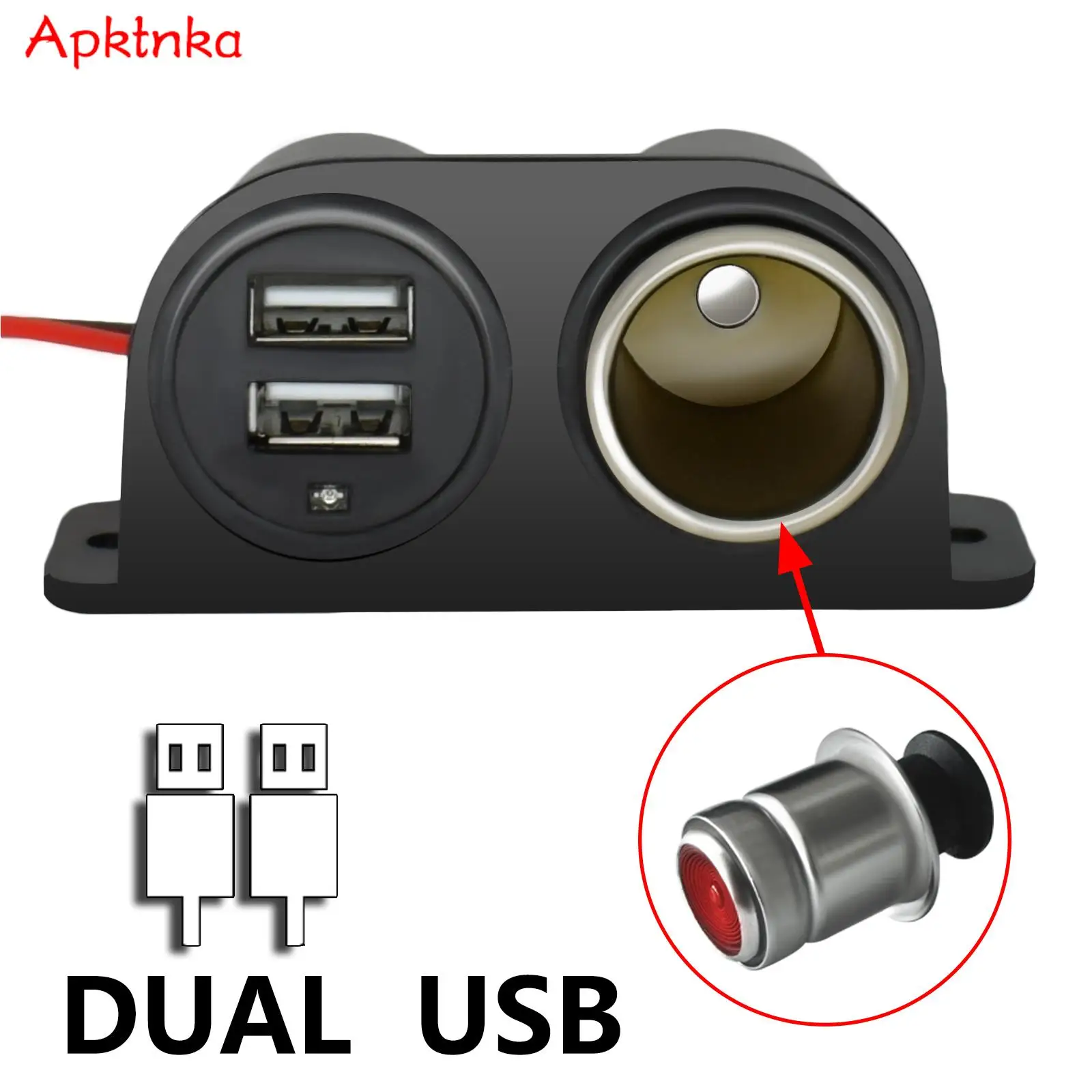 12V 24V Car Charger Socket Cigarette Lighter Outlet Splitter Dual USB Charger Waterproof Power Socket Adapter For Huawei Xiaomi