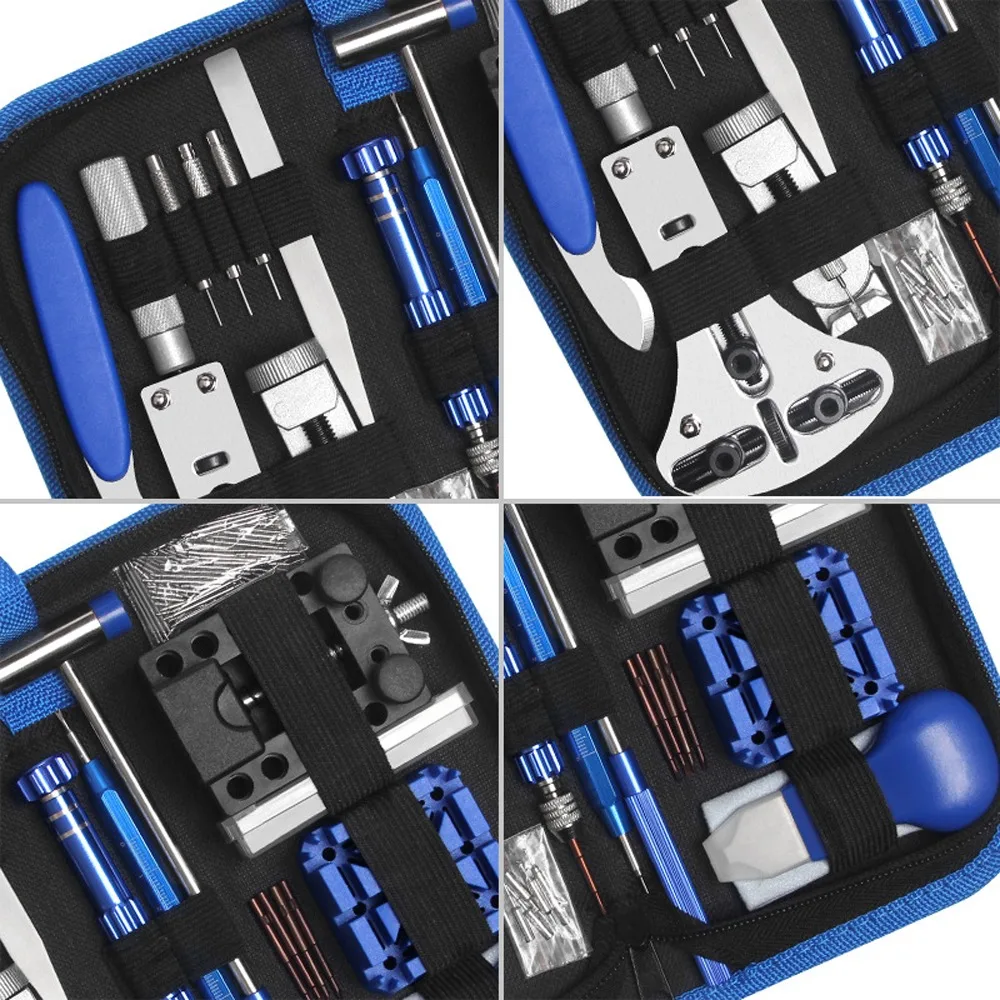 185 Pieces Carrying Case Watch Repair Kit Instruction Manual Multi-Function Watch Battery Replacement Tool
