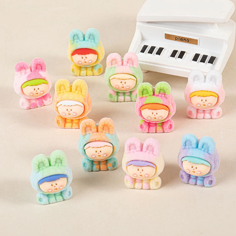 Flocking Luminous Doll Ornament Gradient Little Girl Figurine Micro Landscape Desktop Decor Car Interior DIY Keychain PhoneChain