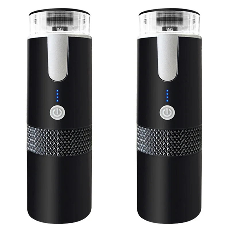 ماكينة القهوة الكهربائية اللاسلكية A44T 2X بقدرة 1200 مللي أمبير في الساعة قابلة لإعادة الشحن عبر USB للسفر والسيارة والمنزل المحمولة أوتوماتيكية بالكامل