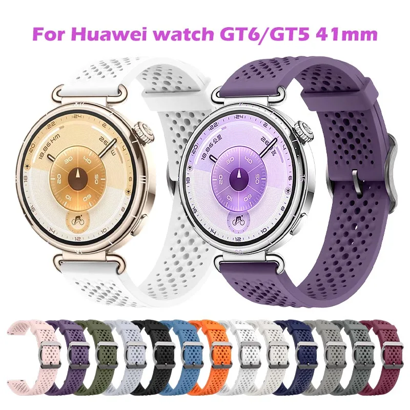 

Breathable 18mm Silicone Watch Strap for Huawei GT6 41mm Sports Watch SoftStrap for Huawei GT5 41/gt5 Pro 42mm Mm Watch Strap