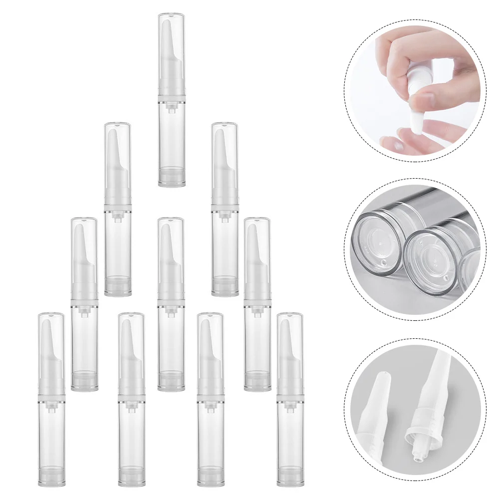 10 قطعة زجاجات كريم العين موزعات مضخة بلاستيكية بدون هواء شفافة 5 مللي حاويات تخزين مقاومة للتسرب للسفر