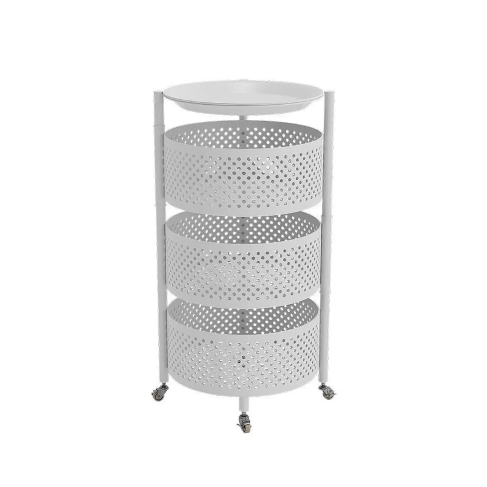 

Трехъярусная тележка на колесиках с полным вращением, круглая металлическая универсальная тележка большой вместимости для ванной комнаты