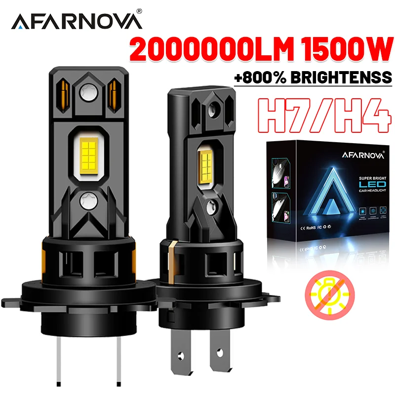 

H7 H4 New LED Headlight Bulbs Canbus Lights Mini 1:1 Size Lamp Wireless High Low Beam Fog Light with Fan Car LED Plug & Play 12V