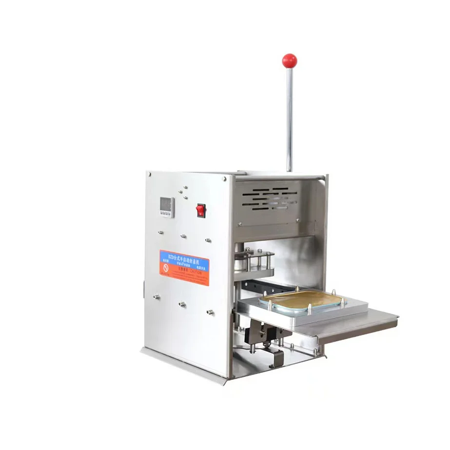 Fast Food Sealing Machine Film Strip Aluminium Foil Box Sealer Packaging Machine Square Box Round Box Tray Sealing Machine