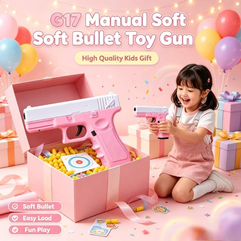 Hand Manual G17 Soft Bullet Toy Gun High Quality Laser Lower Magazine Kids Gift Outdoor Game