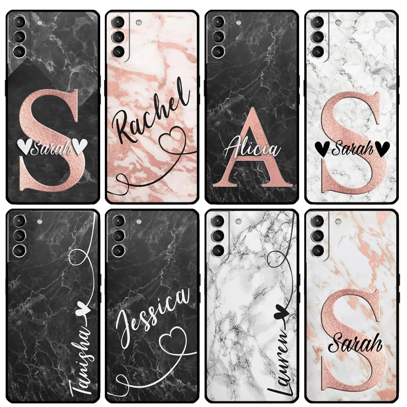 Spersonalizowane marmurowe etui z inicjałami do Samsung Galaxy S23 Ultra S8 S9 S10 S22 Plus Note 10 20 Ultra S20 FE S21 FE etui