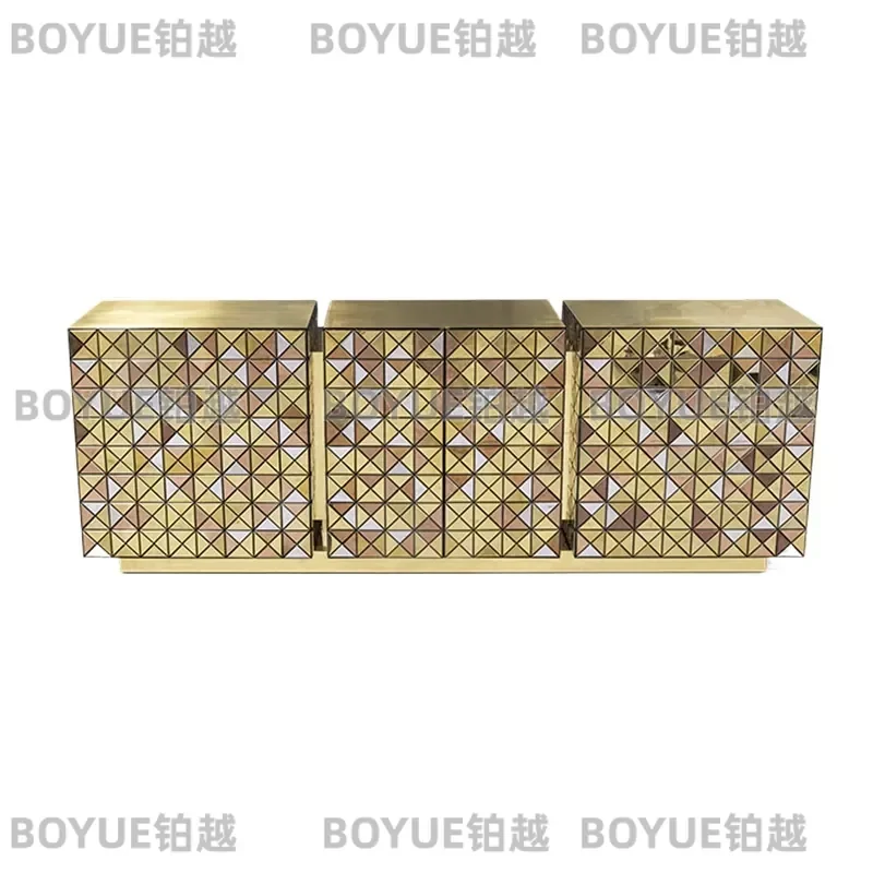 Luxury Creative Entrance Cabinet High End Villa Art Painting Decorative Locker Solid Wood Dining Sideboard Storage Furniture