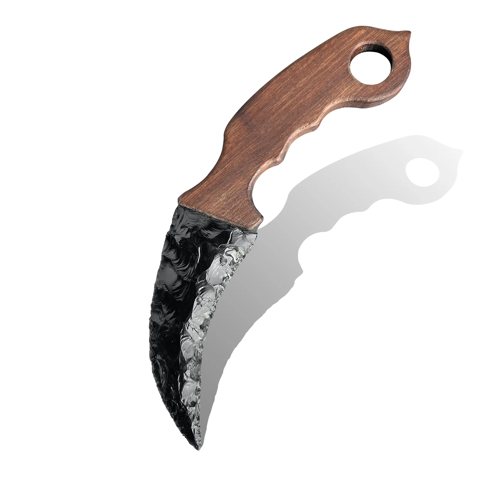 

1pc Exqisite Handcrafted Natural Obsidian Crystal Knife with Wooden Handle - Raw Uncut Stone, Unique Home Decor, Ideal Gifts