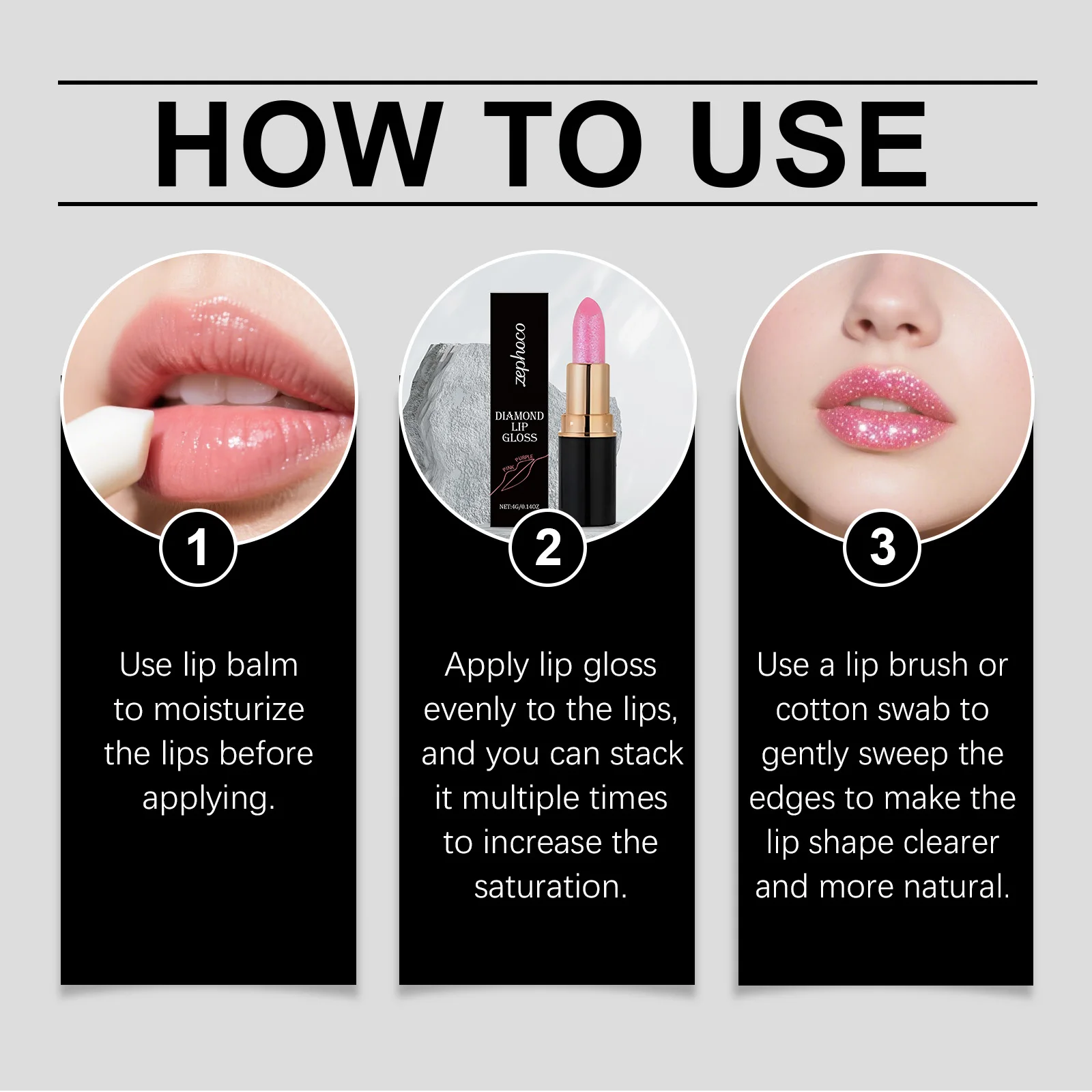 3 Kolory Brokatowa Pomadka Wodoodporna Długotrwała Diamentowa Perłowa Metaliczna Pomadka Czarny Błyszczyk do Ust Makijaż Kosmetyki dla Kobiet