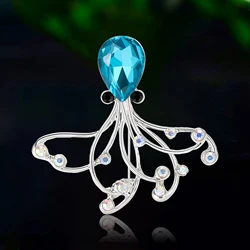 New Shiny Rhinestone Octopus Brooches for Women Unisex Glass Sea Life Pins Event Party Backpack Decoration Clothes Accessories