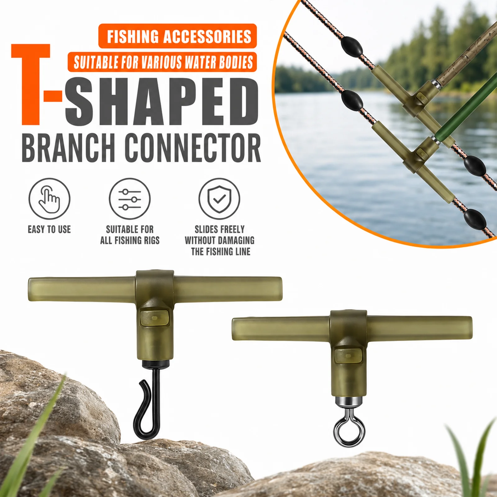 European-style T-shaped split joint, QC, two styles of figure-eight rings, anti-tangle tube helicopter lead