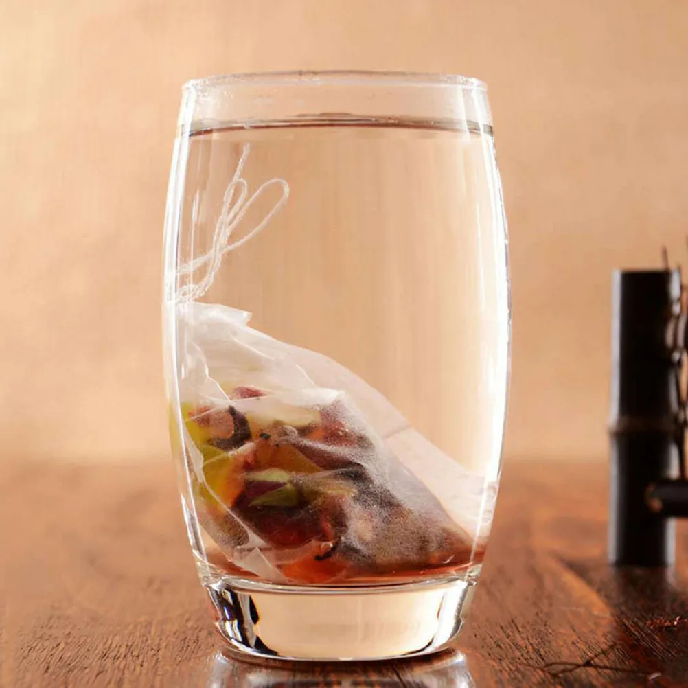 100Pcs Tea Filtering Pouches Drawstring Design Safe Food Grade Empty Bags for Loose Tea Coffee Spices Potpourri Herbal Powder