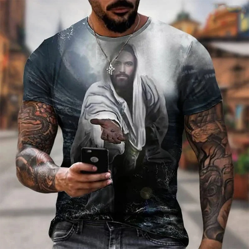 2024 Men\'s Women\'s Summer Short Sleeve Tees New Easter T Shirts The Cross 3D Print Fashion Plus Size Christian Jesus T-shirt Top