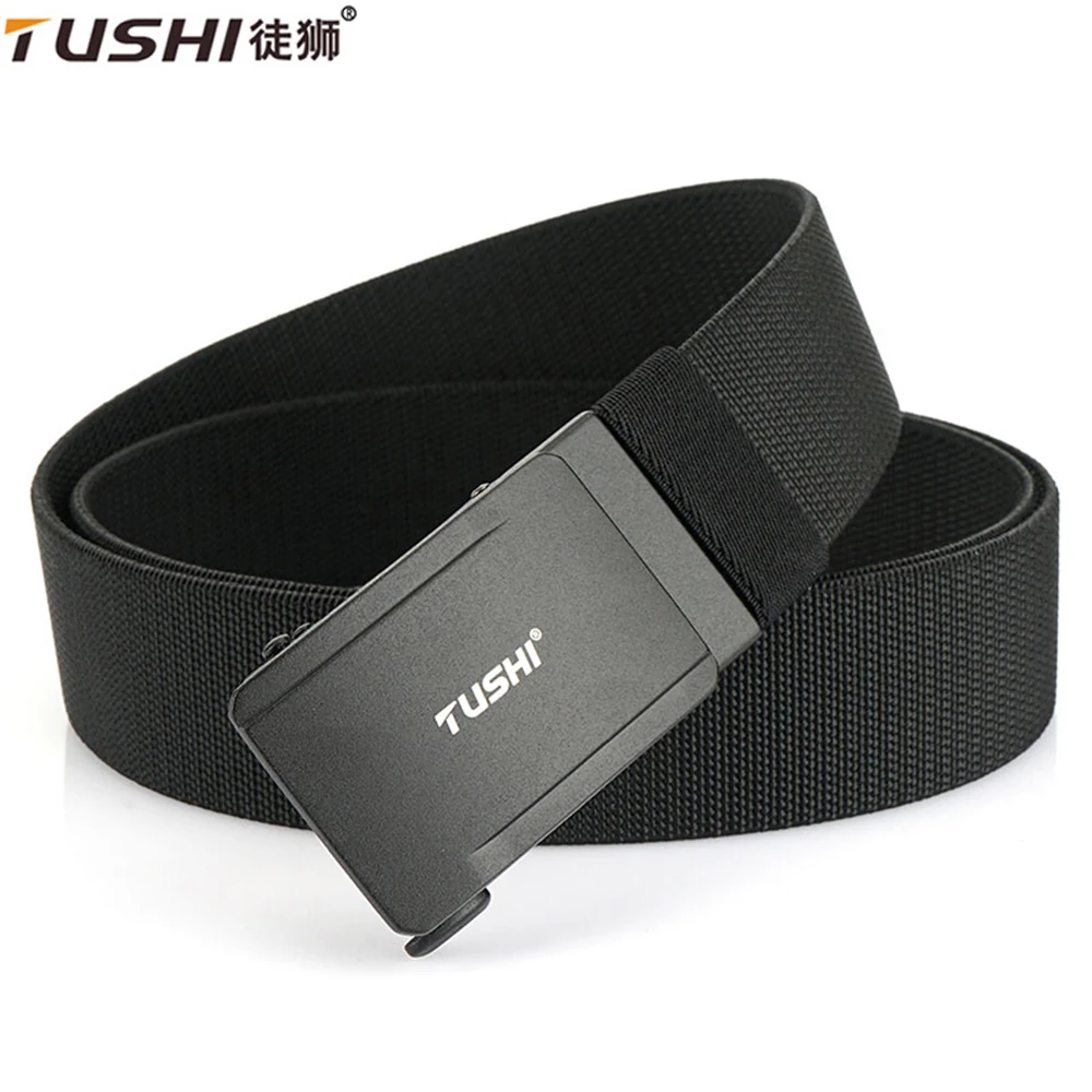 TUSHI Men Elastic Belt Metal Automatic Buckle for Men Durable Tactical Belt Cowboy Outdoor Army Belt Hunting Women'S Belt Jeans