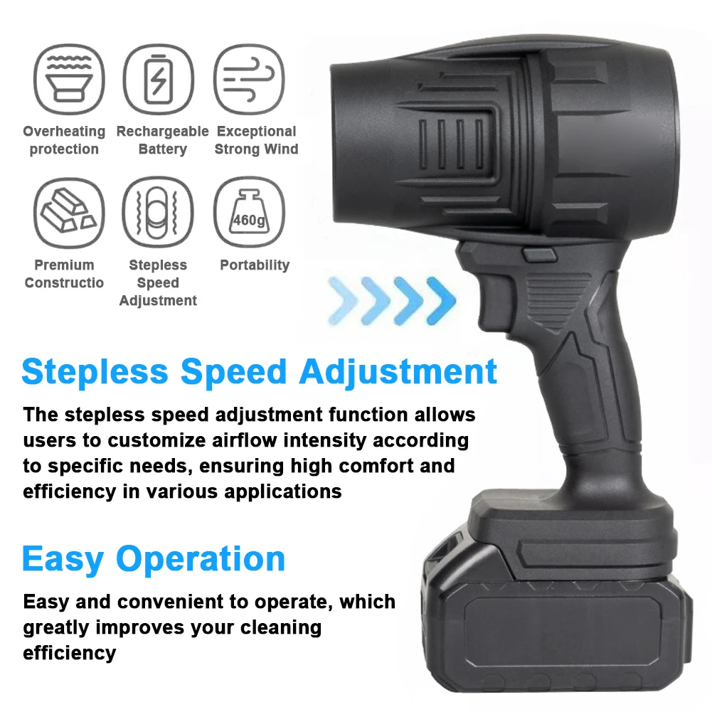 1000w turbo ventilador violento 500g impulso stepless velocidade de alta potência turbofan folha ventilador portátil mini jato ventilador para makita bateria