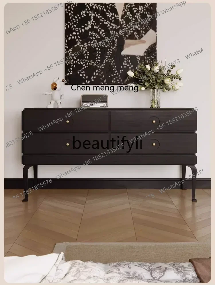 2003 French retro dining side cabinet, living room storage four chest cabinet, entrance partition cabinet, black storage cabinet