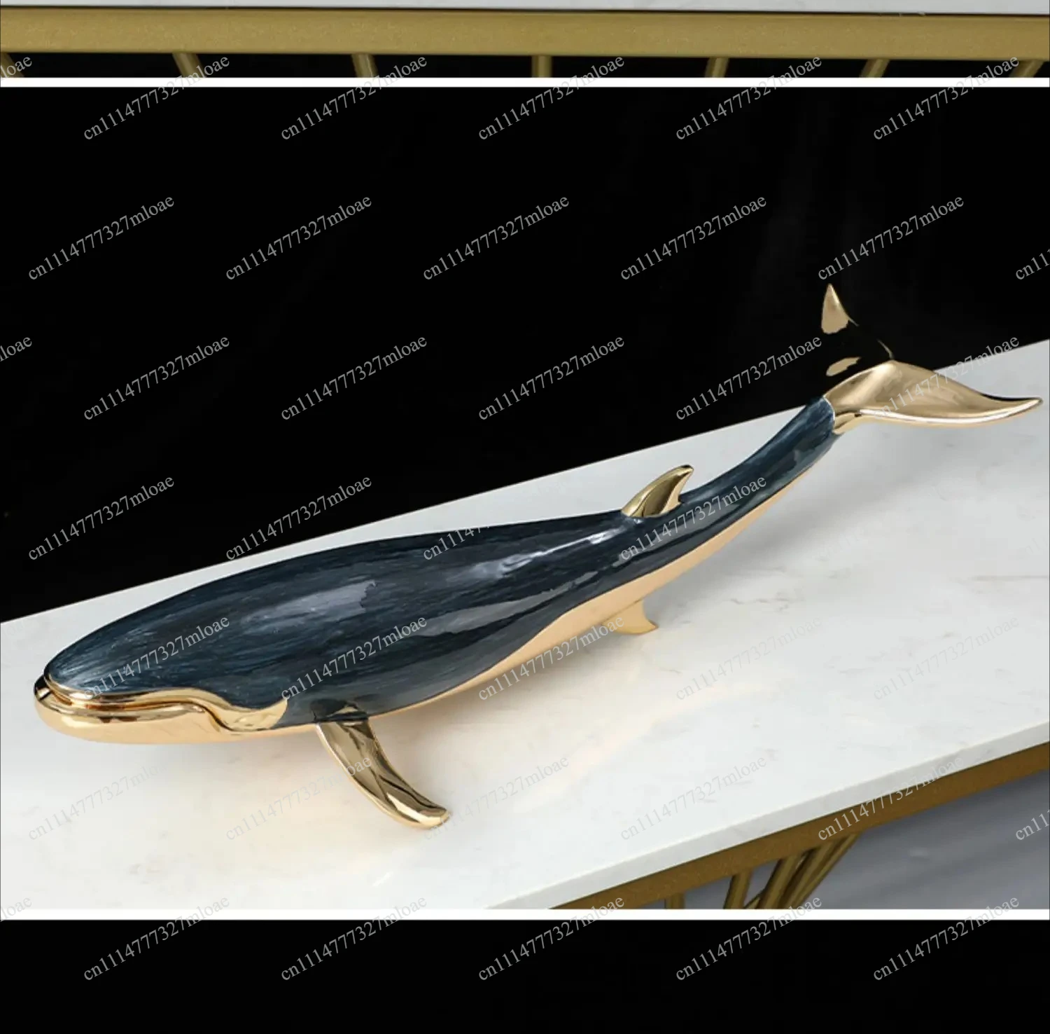 Luxury Enamel Whale Sculpture Alloy Material Animal Model Statue Modern Living Room Office Desktop Wine Rack Home Decor Craft