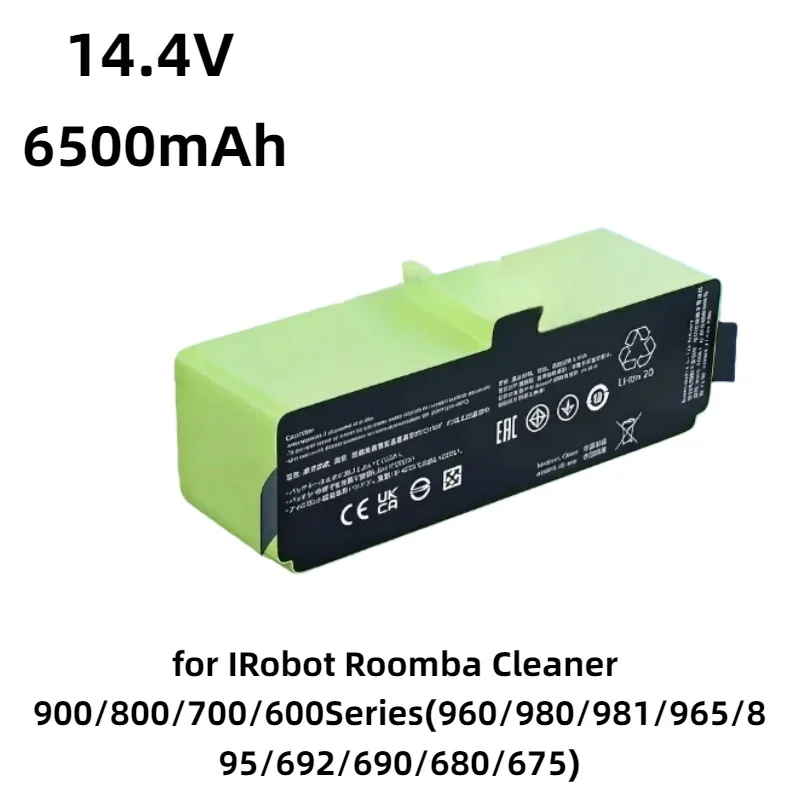 

14.4V 6500mAh Li IonBattery,for IRobot Roomba Cleaner 900/800/700/600Series(960/980/981/965/895/692/690/680/675),Reliable Energy