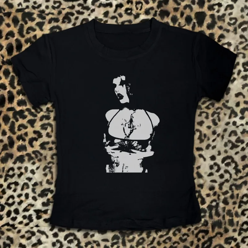 

Аниме Девушка Гранж Укороченный Топ Готическая Графика Футболка Женщины Y2k 2000-е Топы Эстетическая Одежда Винтаж Эмо Девушка Детская Футболка Kpop Одежда