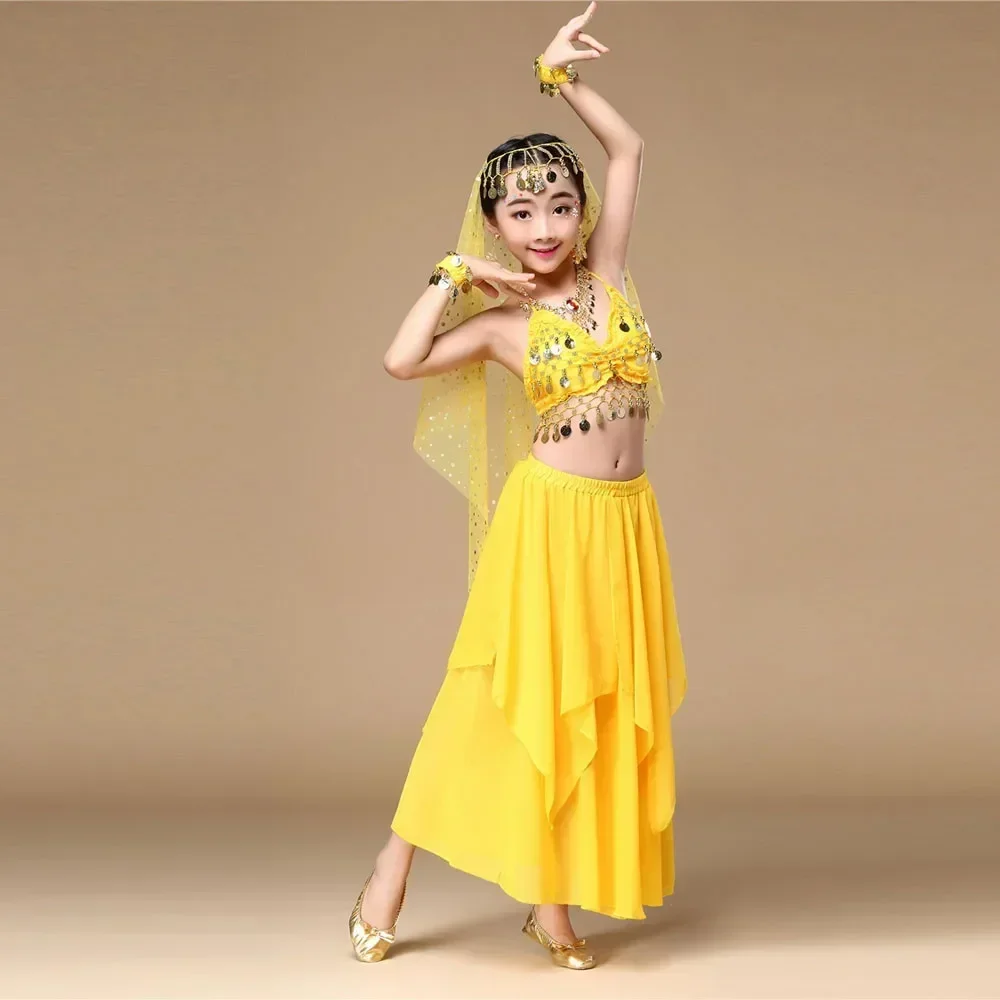 

Детские костюмы для танца живота, комплект восточных танцев для девочек, танцы живота, индийская одежда для танца живота, индийская одежда для детей и взрослых