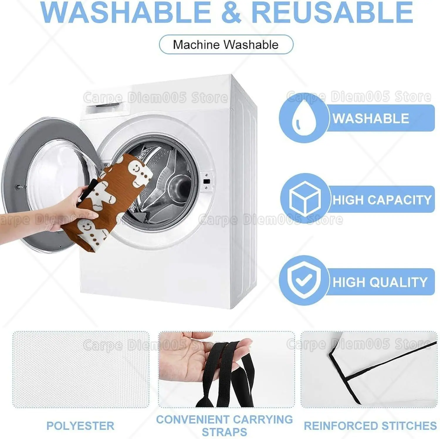 عيد الميلاد الزنجبيل رجل أنيق قماش حقيبة كتف كبيرة مقبض حقيبة للرجال النساء الصالة الرياضية الشاطئ السفر التسوق شنطة هدايا #5