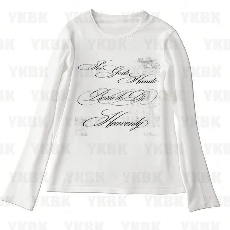 

Aesthetic Long Sleeves T-Shirt Y2k Punk Gothic Croped Tops Vintage Women Casual Streetwear Emo Girls 2000s Baby Tee Emo Girl