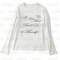 Aesthetic Long Sleeves T-Shirt Y2k Punk Gothic Croped Tops Vintage Women Casual Streetwear Emo Girls 2000s Baby Tee Emo Girl