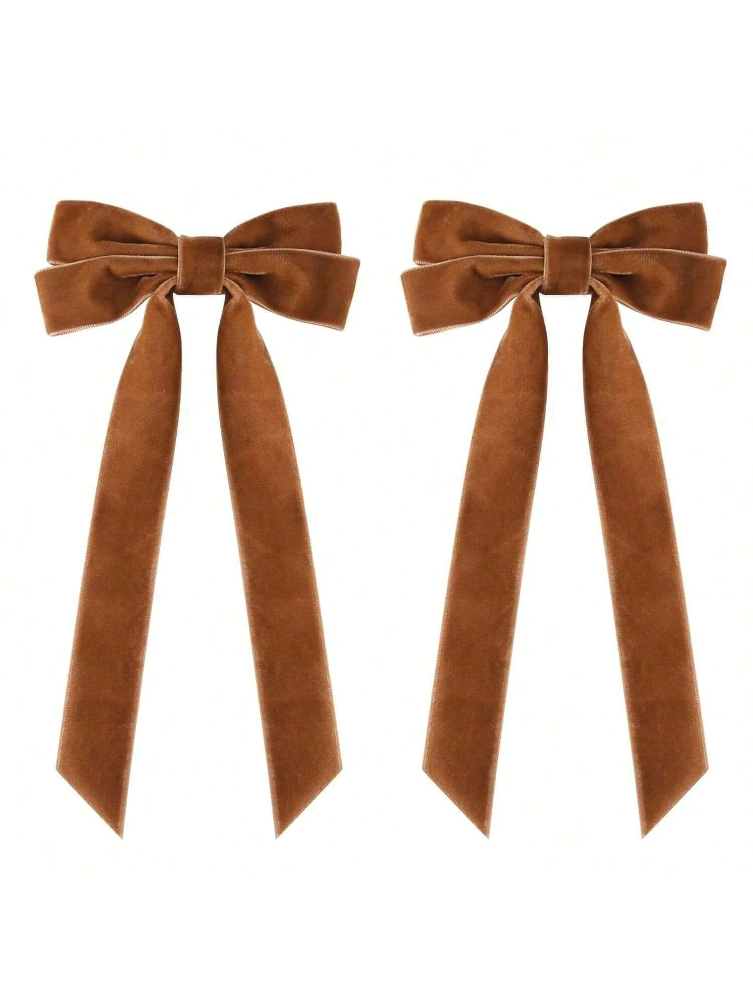 2PCS Velvet Hair Bows Brown Hair Ribbon Clips Big Fall Alligator Clips Hair Accessories for Women Girls Toddlers Kids Baby