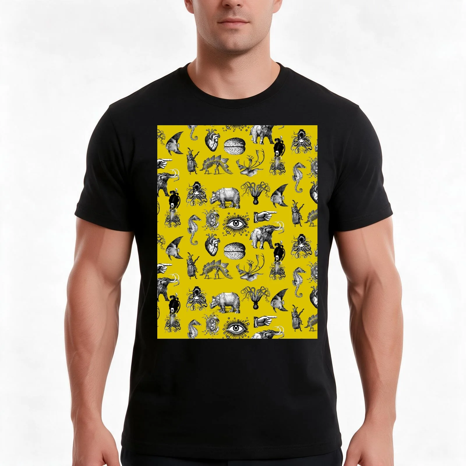 Cabinet of curiosities T-Shirt, Summer Casual Cotton Tee, Oversized Streetwear Tops, Vintage Graphic Print, Unisex Men Women