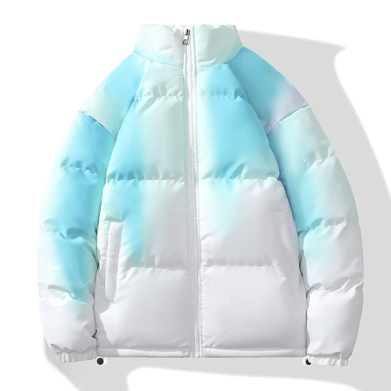 New Men'S Winter Fashion Versatile Gradient Color Cotton Jacket Teenagers Casual Thickened Warm And Windproof Cotton Coat