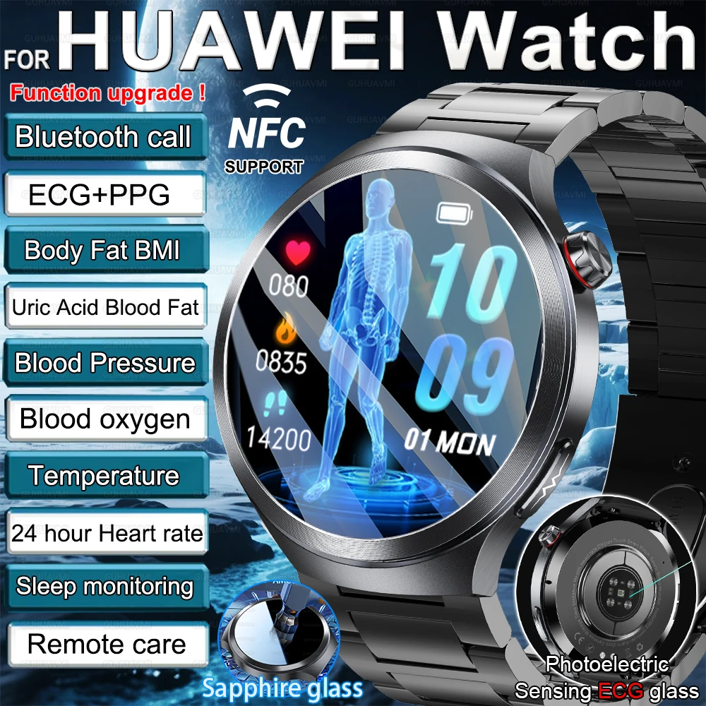 

2025 Новинка для HUAWEI Смарт-часы Кислород в крови Липиды в крови Мочевая кислота ЭКГ + PPG Температура тела HD Bluetooth Вызов Здоровье Мужские часы