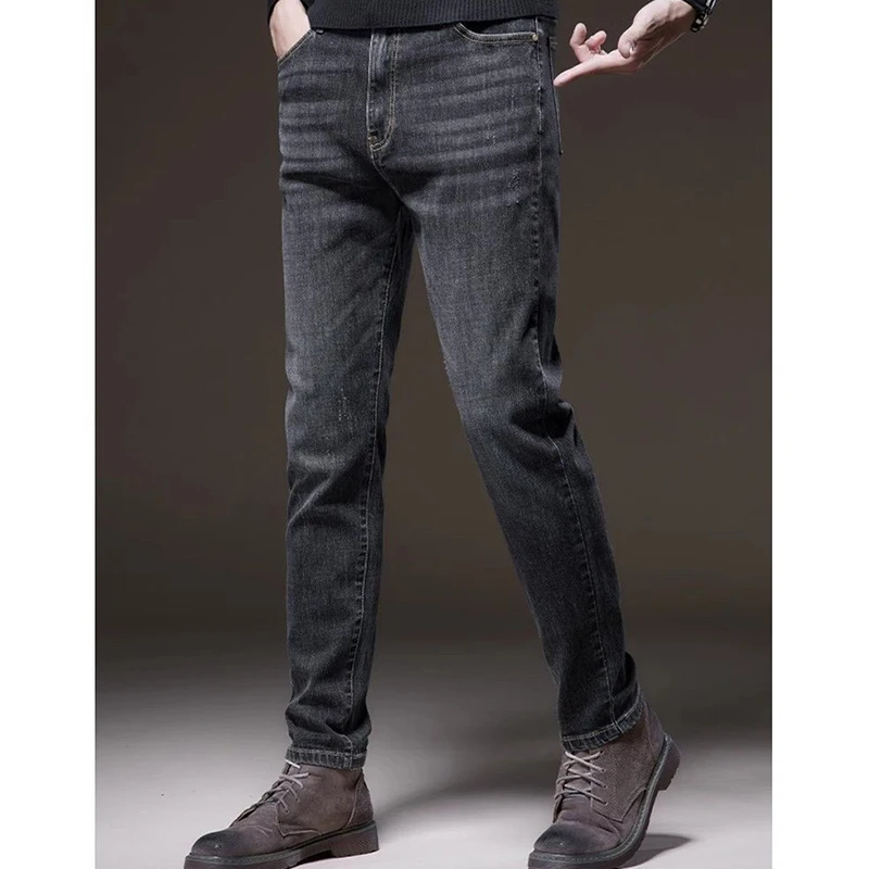 Fashion Zipper Button Pockets Business Washed Jeans Men's Clothing 2024 Spring Autumn New Loose All-match High Waist Trousers