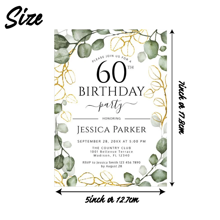 20/100pcs Personalized Birthday Invitation, Elegant Floral Design Series Birthday Invitation