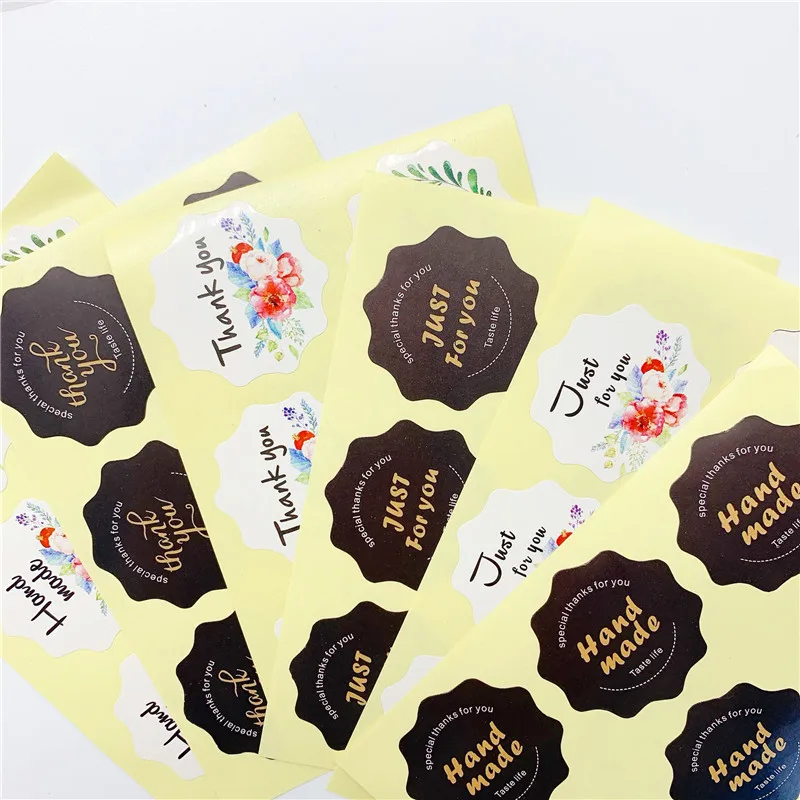 100pcs Lace shape justforyou thankyou hand made sticker For Tins Boxes Bags DIY Multifunction Packaging Label 6 colors