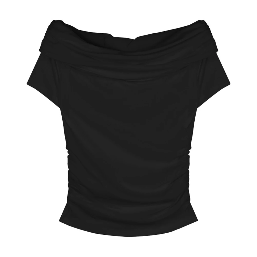 

Летняя одежда 2025 года, повседневный топ с короткими рукавами, полиэфирная ткань, легкая эластичная ткань, повседневная одежда для отдыха для женщин