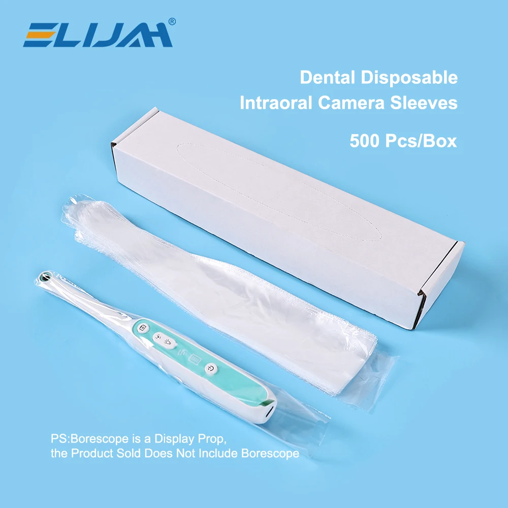

ELIJAH 500Pcs/Box Dental Disposable Intraoral Camera Sleeves For Dentist Lab Endoscope Handle Protection Dental Accessory