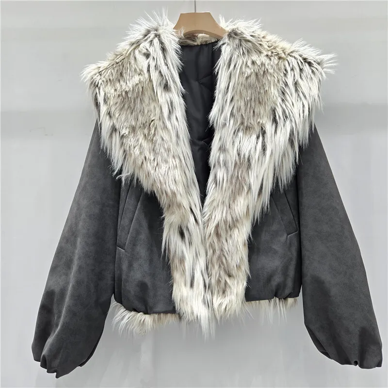 WTHT العصرية موضة المرأة 2025 الشتاء أفخم التلبيب طوق مبطن سترة جديدة طويلة الأكمام معطف دافئ الإناث 1LS2681