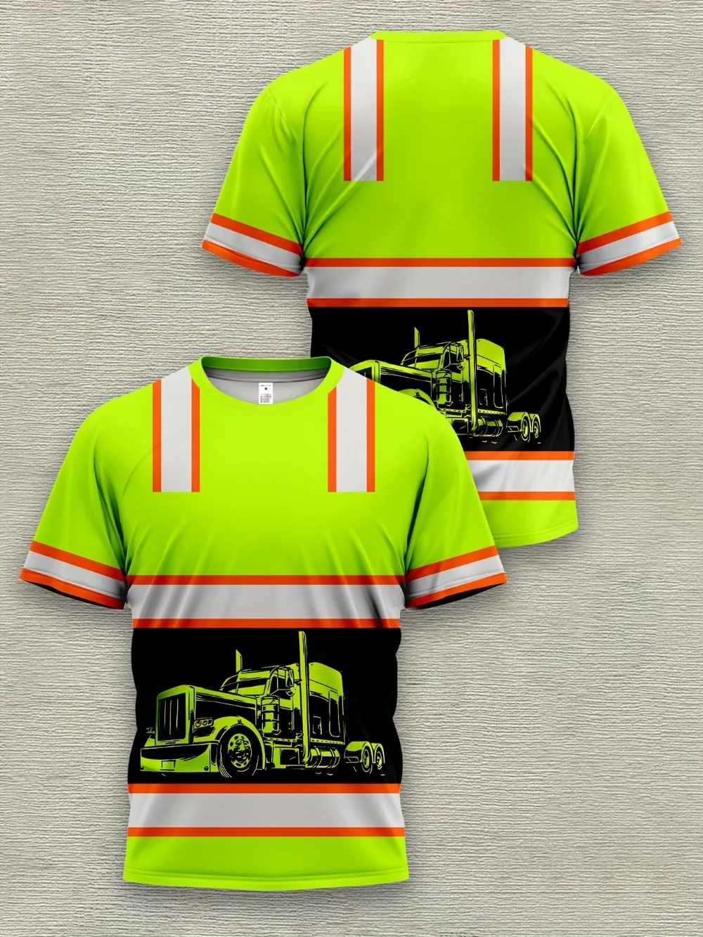 Fluorescent Green 3D Printed Men T-shirt Loose-fitting Casual Comfortable Breathable and Quick-drying Suitable Outdoor Tees Top