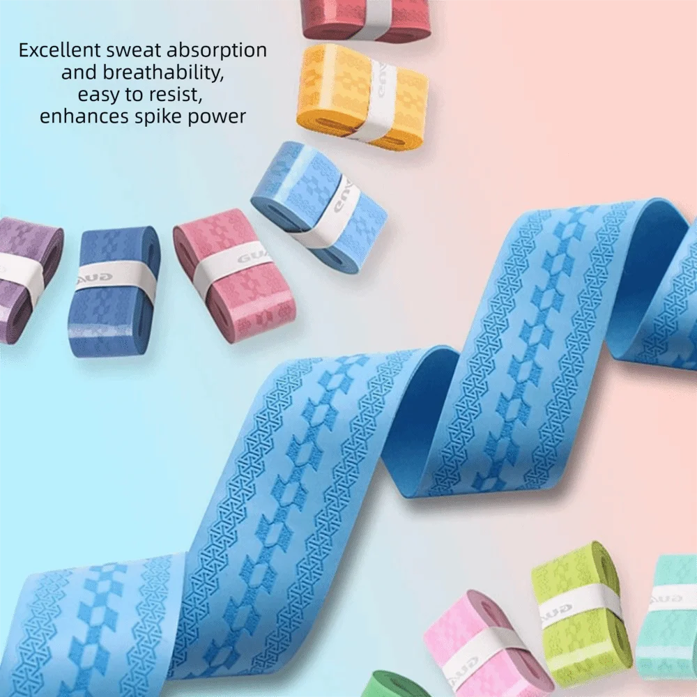 Embossing Badminton Racket Handle Grip PU Sweat-absorbing Badminton Handle Wrapping Tape Multicolor Anti-slip Tennis Handle Tape