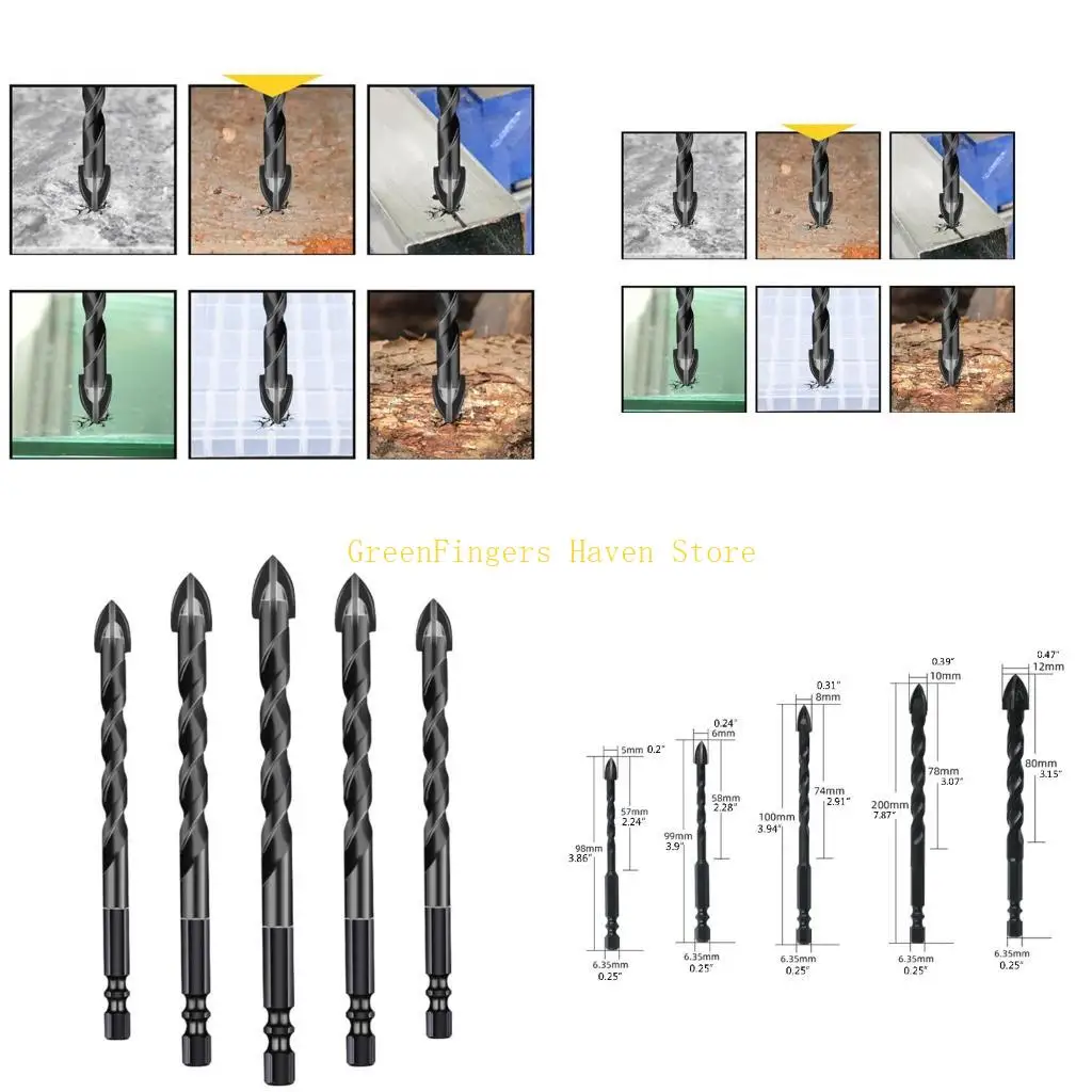 

F68D 10 шт. набор сверл для распятия 5/6/8/10/12 мм для строительных работ дома плитка кирпич цемент бетон стекло пластик Porta