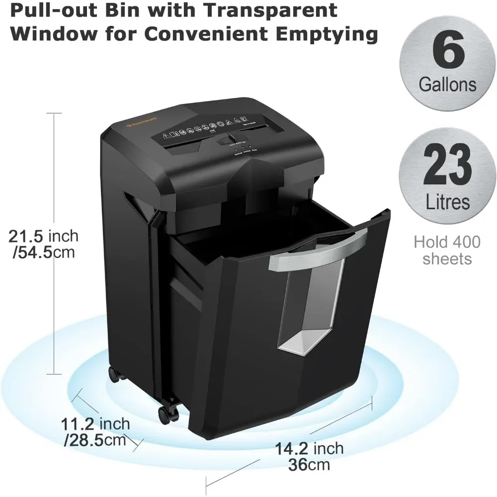 Paper Shredder, 18-Sheet 60-Minutes Paper Shredder for Office Heavy Duty Cross-Cut Shredder w/ 6 Gallon Pullout Basket