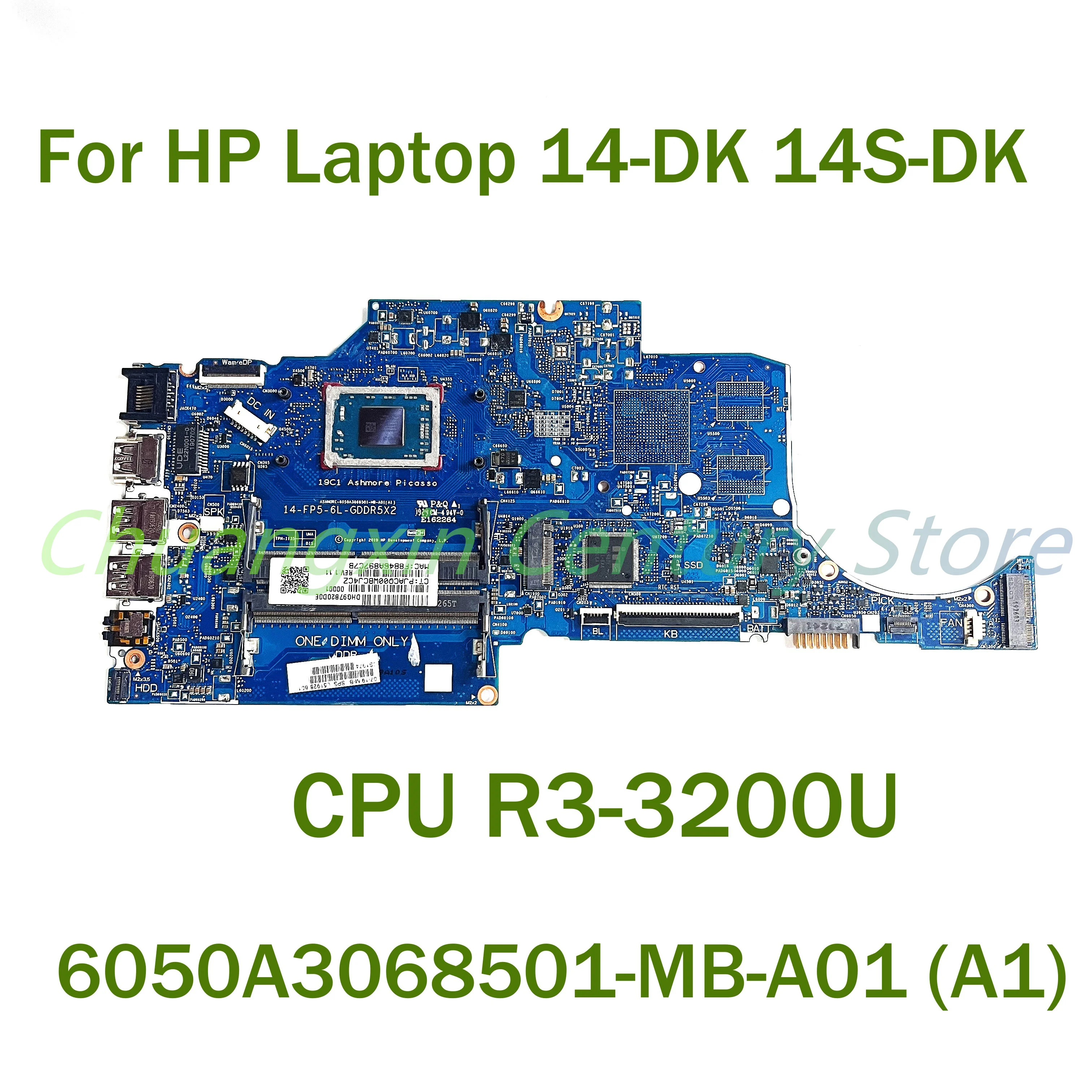 

For HP Laptop 14-DK 14S-DK Laptop motherboard 6050A3068501-MB-A01 (A1) with With CPU R3-3200U 100% Tested Fully Work