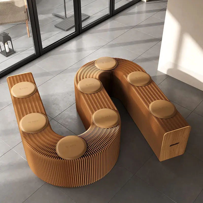 Cross-border Minimum Approval Of One Telescopic Folding Bench Kraft Paper With Cushion Multi-person Long Strip Folding Stool Fac
