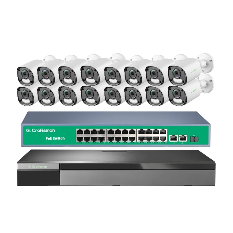 2026 GAU-YUFI-M5S-K16 High Quality Indoor/Outdoor CCTV IP Security Camera System Infared Light Alarm IP67 16ch NVR AI Detection